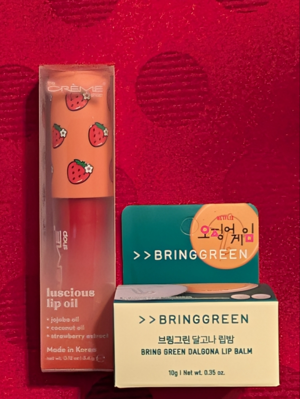 BringGreen Dalgona Lip Balm The Crème Shop Luscious Lip Oil Strawberry Jelly NIB